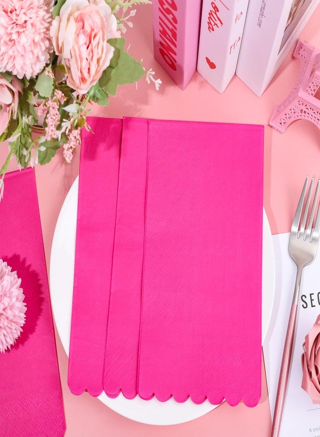 JarThenaAMCS 100Pcs Hot Pink Guest Napkins Baby Shower Paper Napkin Disposable Dinner Hand Towel Napkin for Home Kitchen Bathroom Holiday Party Supplies - Image 4